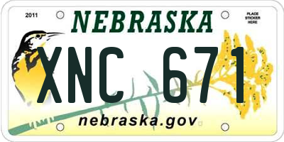 NE license plate XNC671