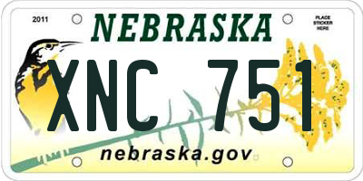 NE license plate XNC751