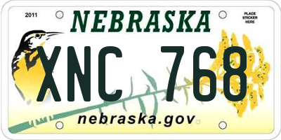 NE license plate XNC768
