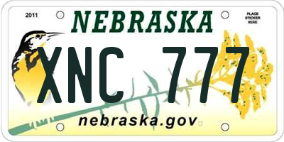 NE license plate XNC777