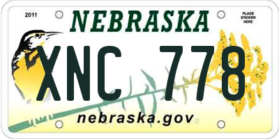NE license plate XNC778