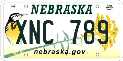 NE license plate XNC789
