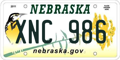 NE license plate XNC986