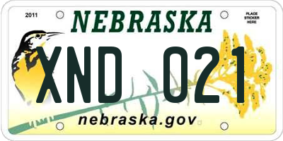 NE license plate XND021