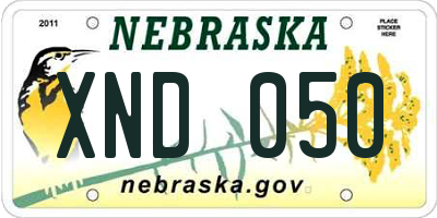 NE license plate XND050