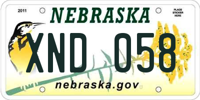 NE license plate XND058