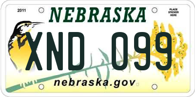 NE license plate XND099