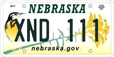 NE license plate XND111
