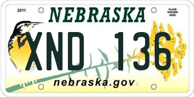 NE license plate XND136