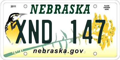 NE license plate XND147
