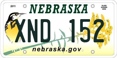 NE license plate XND152