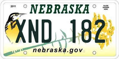 NE license plate XND182