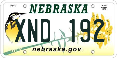 NE license plate XND192