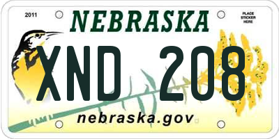 NE license plate XND208