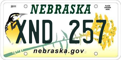 NE license plate XND257