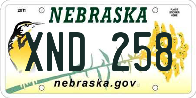 NE license plate XND258