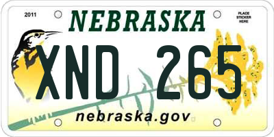 NE license plate XND265