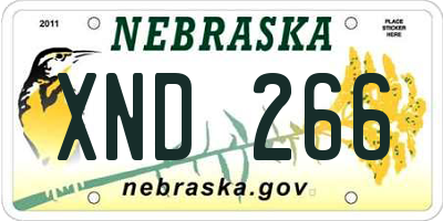 NE license plate XND266
