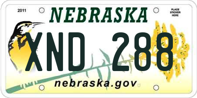 NE license plate XND288