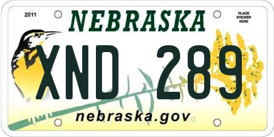 NE license plate XND289
