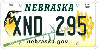 NE license plate XND295