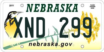 NE license plate XND299
