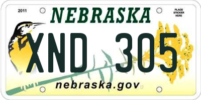 NE license plate XND305
