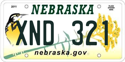 NE license plate XND321