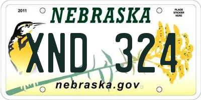 NE license plate XND324