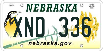 NE license plate XND336