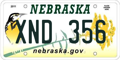 NE license plate XND356