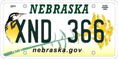 NE license plate XND366