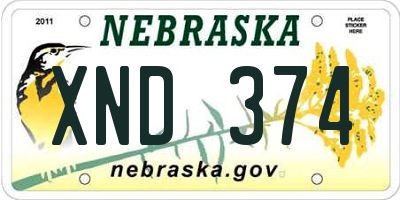 NE license plate XND374