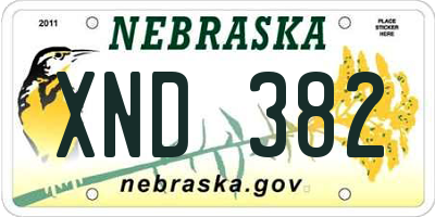 NE license plate XND382