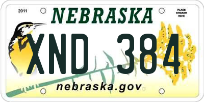 NE license plate XND384