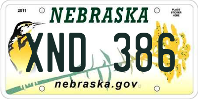NE license plate XND386