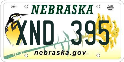 NE license plate XND395