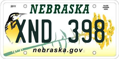 NE license plate XND398