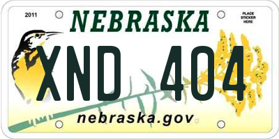 NE license plate XND404