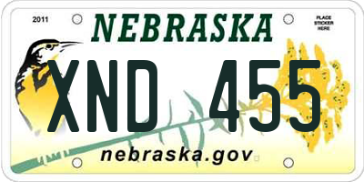 NE license plate XND455