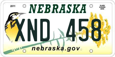 NE license plate XND458