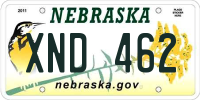 NE license plate XND462