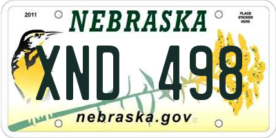 NE license plate XND498