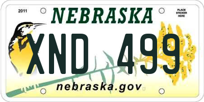 NE license plate XND499