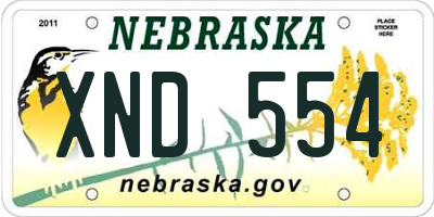 NE license plate XND554