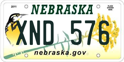 NE license plate XND576