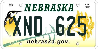 NE license plate XND625