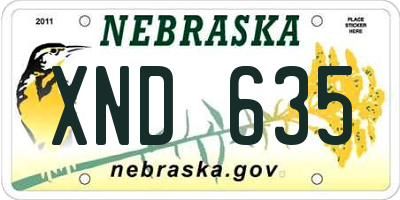 NE license plate XND635