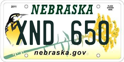 NE license plate XND650