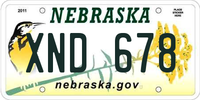 NE license plate XND678
